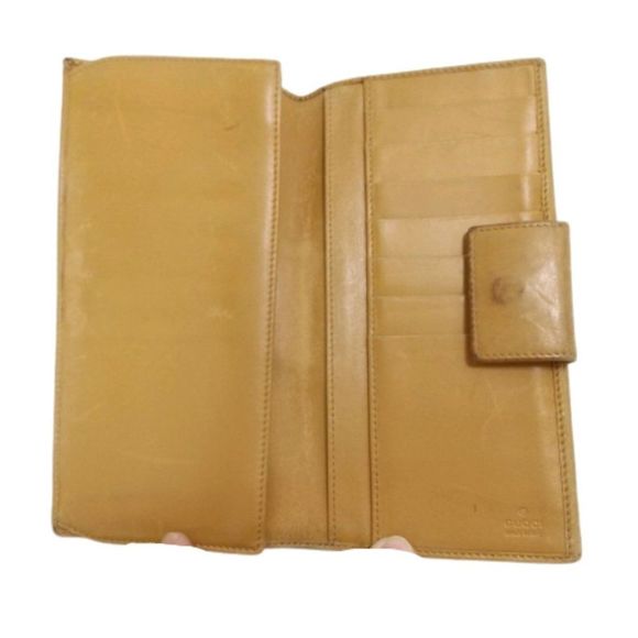 Authentic GUCCI Tan & Brown Canvas & Leather Long Wallet - Picture 4 of 11